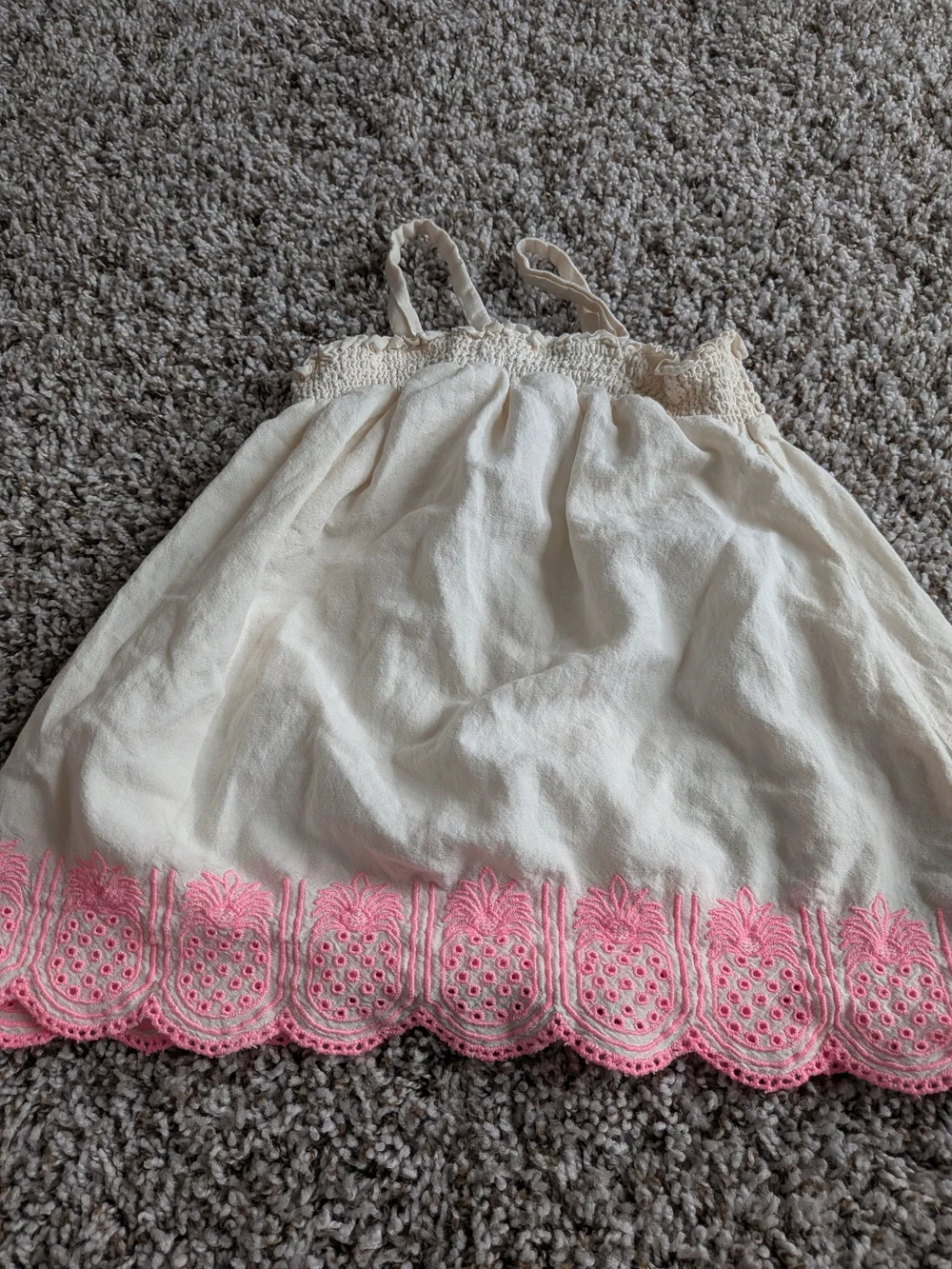 Old Navy Cream Sundress with Pink Embroidered Hem - Girls Size 12/18 Months